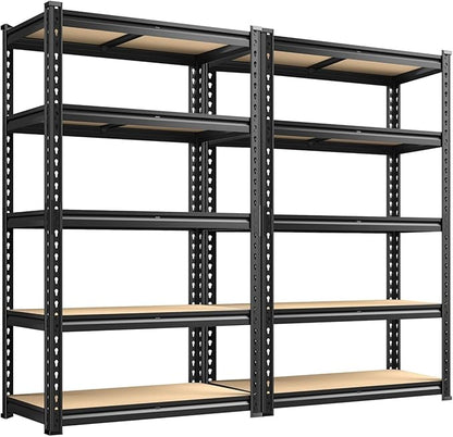 REIBII 2200LBS Garage Shelving Heavy Duty 5 Tier Storage Shelves Adjustable Garage Shelves, Utility Rack Shelf, Shelving Units for Storage Warehouse Pantry Closet, 35.5" W x 11.9" D x 72" H, 2 Pack