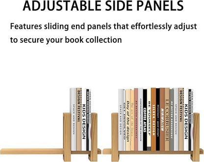 Adjustable Table Top Bookshelf Wooden Desktop Bookshelf Retro Mini Book Shelf Organizer Desk Bookshelves Magazine Files Letters Holder Racks for Home Office Supplies, Tabletop Book Storage Rack