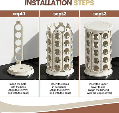 K Cup Holder, Coffee Pod Storage Carousel Stand Compatible with 40 Keurig K-Cup Pods, Home or Office Kitchen Counter Space-Saving Organizer (White)