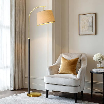 63" Wood Floor Lamps for Living Room with Foot Switch Arc Tall Standing Lamp for Bedroom Mid Century Modern Corner Gold Floor Lamps for Office Nursery Industrial Reading Lamp, Wood Black