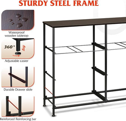 WLIVE Dresser for Bedroom with 8 Drawers, Wide Fabric Dresser for Storage and Organization, Chest of Drawers, Dressers for Living Room, Closet, Hallway, Dark Grey