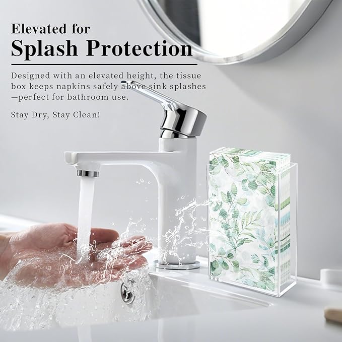 Acrylic Guest Towel Holder, Clear Vertical Napkin Dispenser Space Saving for Bathroom, Waterproof Disposable Hand Towel Box for Kitchen, Modern Dining Table Napkin Storage for Home Hotel Office