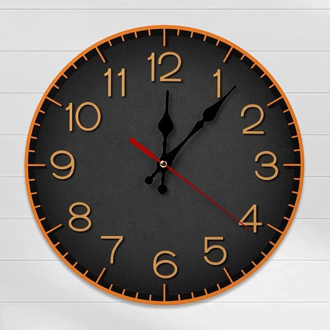 Wall Clock， Modern Non Ticking Wall Clocks Battery Operated， Brown Wooden Wall Clocks for Kitchen， Living Room， Bedroom， Office， Bathroom Decorative Home Decor Clock， 160 25 * 25cm