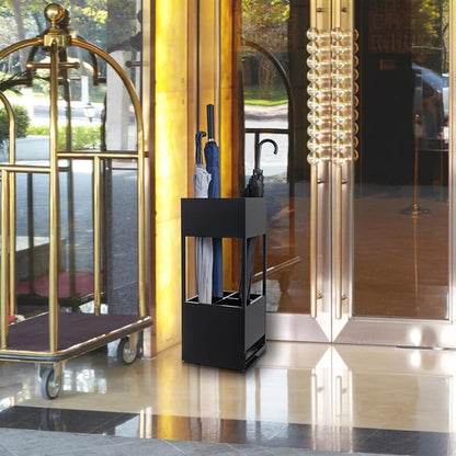MyGift Premium Hotel Series Opaque Black Acrylic Freestanding Umbrella Holder Rack, Commercial Grade 12mm & 8mm Thick Acrylic Home Entryway Storage Stand for Long and Short Umbrellas