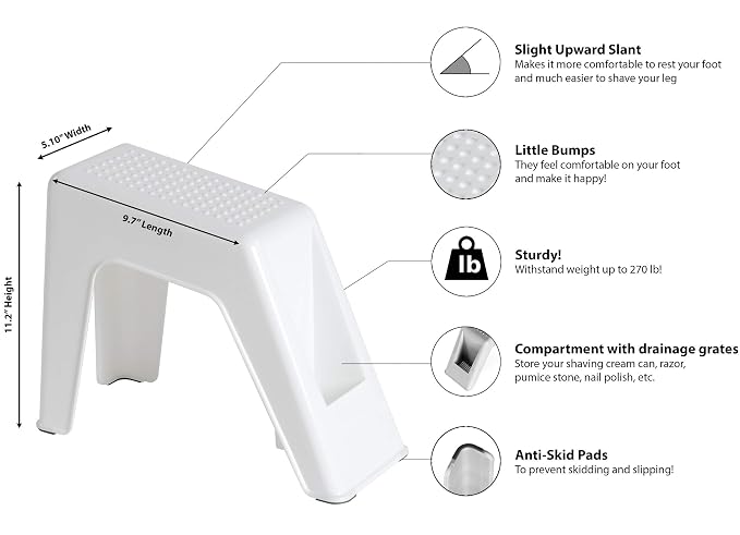Demi's Home Shower Foot Rest - Pedicure Foot Rest - Grey - (Supplies Not Included)