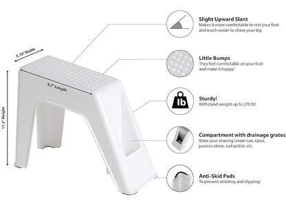 Demi's Home Shower Foot Rest - Pedicure Foot Rest - Grey - (Supplies Not Included)