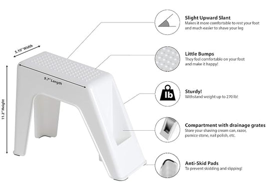 Demi's Home Shower Foot Rest - Pedicure Foot Rest - Grey - (Supplies Not Included)