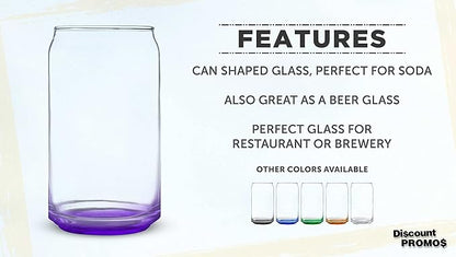 DISCOUNT PROMOS Beer Can Glasses Set of 10, 16 oz. Pint Sized, Soda Can Shape, Glassware, Purple