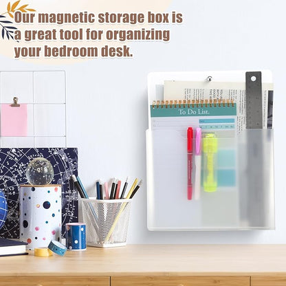 Epakh 6 Pack Magnetic File Holder Magnetic Paper Holder Organizer Wall Mounted Mail Magazine Storage Pockets for First Day of School Supplies, Refrigerator, Whiteboard, Office, Classroom(Transparent)