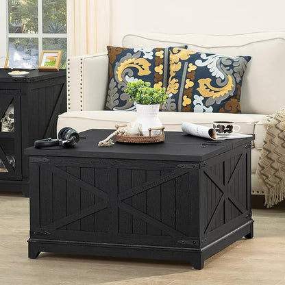 Farmhouse Coffee Table Set of 3, Furniture Set, Coffee Table with Hidden Storage Organizer and Nightsand 3-Piece Set, Large Country Natural Center Table Set for Living Room,Office, Home