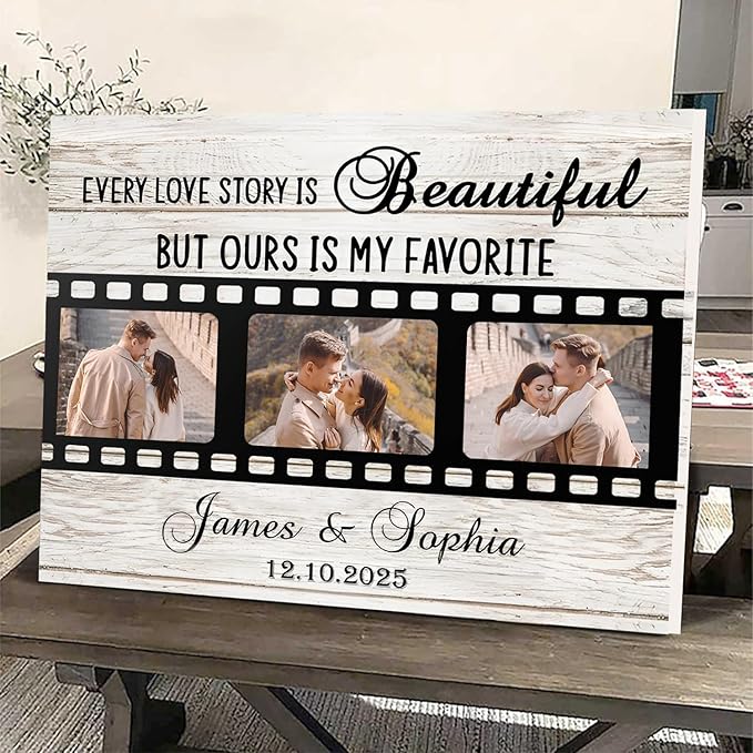 Love Signal Personalized Wall Art for Couples, Custom Photo Print Canvas/Poster/Frame, Wedding, Anniversary, Valentine Day, Birthday Gifts for Him Her Boyfriend Girlfriend, Husband Wife Bedroom Decor