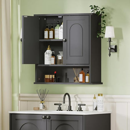 23x24 Medicine Cabinet for Bathroom,2 Doors White Bathroom Wall Cabinet with Arched,Over Toilet Storage Cabinet for Laundry Room/Kitchen/Living Room,Wall Mounted Bathroom Medicine Cabinets