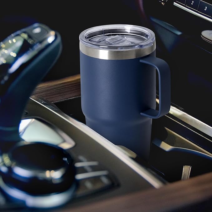 20oz Tumbler Bulk with Lid, Stainless Steel Tumbler Bulk with Handle, Metal Insulated Travel Coffee Mug Set with Handle, Double Wall Vacuum Leak Proof Tumbler Cup, Navy 6 Pack
