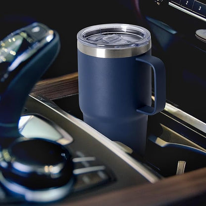 20oz Tumbler Bulk with Lid, Stainless Steel Tumbler Bulk with Handle, Metal Insulated Travel Coffee Mug Set with Handle, Double Wall Vacuum Leak Proof Tumbler Cup, Navy 12 Pack