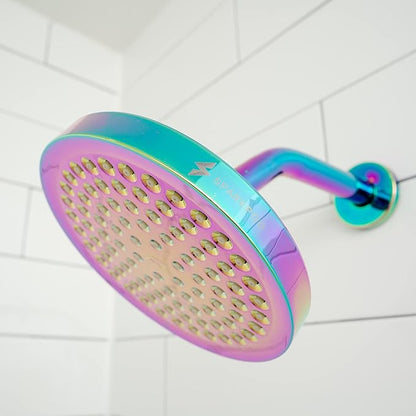SparkPod Rain Shower Head, 6 Inch Round | High Pressure Shower Heads, 90 Nozzle (Touch-to-Clean), Adjustable Showerhead, No-tool Universal Connection