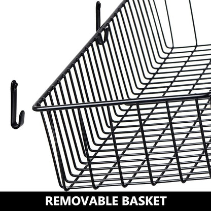 Wetheny Farmhouse Décor Metal Wire Organizer Storage Basket Bin(4 Pack)-Toilet Paper Storage-Organization and Storage for Bedroom, Bathroom, Kitchen Cabinets, Pantry, Laundry Room, Garage (Black)