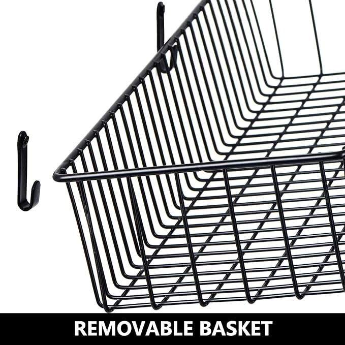 Wetheny Farmhouse Decor Metal Wire Organizer Storage Basket (2 Pack)-Toilet Paper Storage-Organization and Storage for Bedroom, Bathroom, Kitchen Cabinets, Pantry, Laundry Room, Closets (Black)