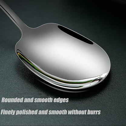 X-Large Serving Spoons Set, Stainless Steel Slotted Spoon and Serving Spoon,18/8 Stainless Steel Buffet Banquet Spoons, 9.8-Inch Dishwasher Safe