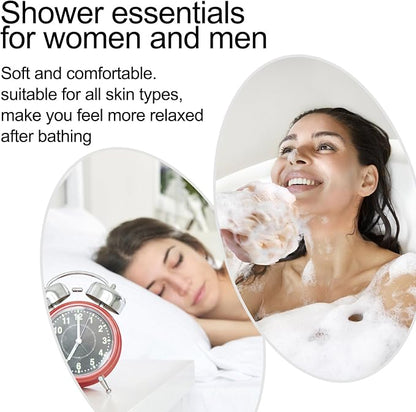 Fishent Loofah Bath Sponge Shower Loofahs, 4 Pack Soft Loofa Exfoliating Body Scrubber Mesh Shower Puff Pouf Ball Luffa for Men and Women(50g/pcs) (Black)