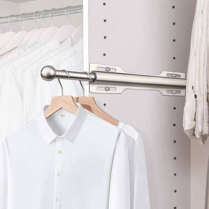 12" Valet Rod for Closet Pull Out (2 Pack, Brushed Nickel)