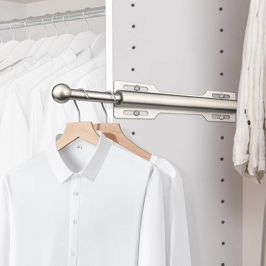 12" Valet Rod for Closet Pull Out (2 Pack, Brushed Nickel)