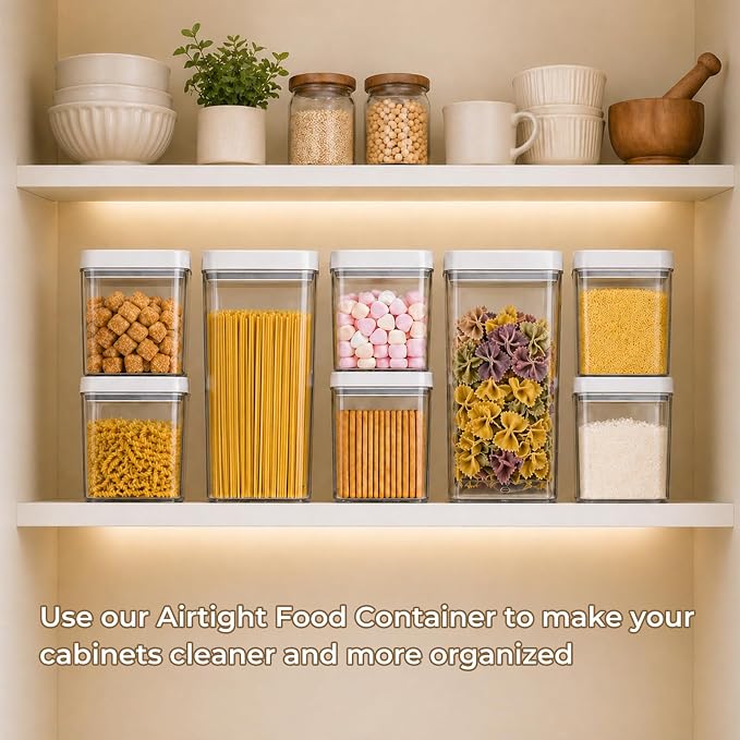 UFORU Food Storage Containers with Twist-lock Lids,2.6Qt 2Pcs Airtight Food Storage Containers, BPA-Free Stackable Kitchen Pantry Organizers and Storage, Rotary Opening Flour and Sugar Container Sets