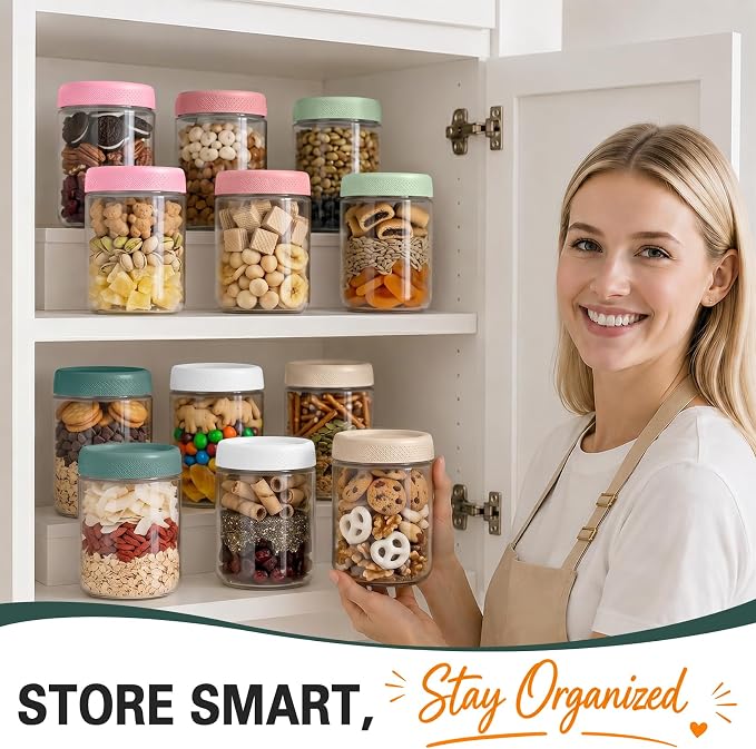 6 Pack Overnight Oats Containers with Lids, 16oz Wide Mouth Mason Jars, Glass Food Containers with Airtight Lids for Storage, Yogurt Bowls, Overnight Oats Jars for Meal Prep, Chia Pudding