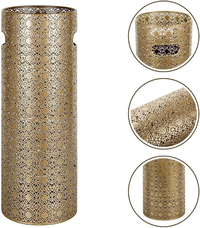 Concepts 21 inch Heavy Duty Metal Umbrella Stand - Durable Storage Holder for Umbrellas - Indoor and Outdoor Use - Stylish and Modern Organizer for Entryways. (Gold Lace)
