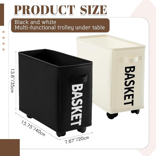 AceOrbit Under Desk Rolling Storage Basket with Wheels; Foldable Space-Saving Organizer for Books, Files & Office Supplies, 21l Lightweight Desk Storage for Home, Dorm & Office
