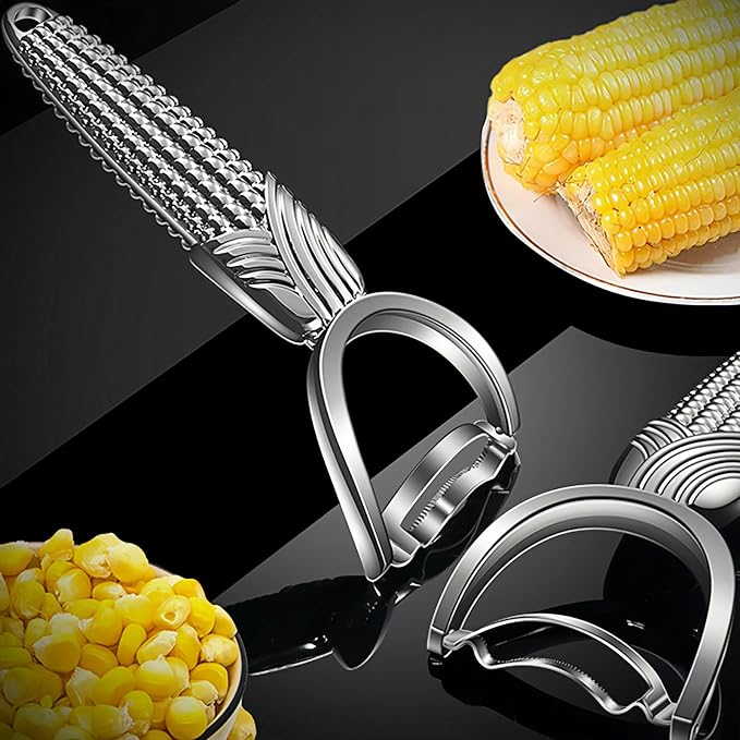 TEEVEA Corn Peeler for Corn on the Cob, Stainless Steel Corn Cob Stripper, Kernel Remover Tool for Home Kitchen BBQ Canning Camping