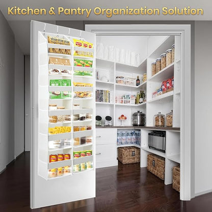 HOMELUX THEORY UPGRADED 6 Tiers Over The Door Organizer Hanging - 100D EXTRA THICK & 50lbs HUGE CAPACITY, 12 Side Mesh Pockets Over The Door Shoe Organizer, Hanging Closet Organizer (Transparent, XL)