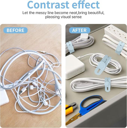 Oligei 25 Pcs Silicone Cable Ties, Cable Ties Reusable, High Elasticity Cord Wraps for Electrical Cords, Cord Organizer for Earphone, Phone Charger(Blue)