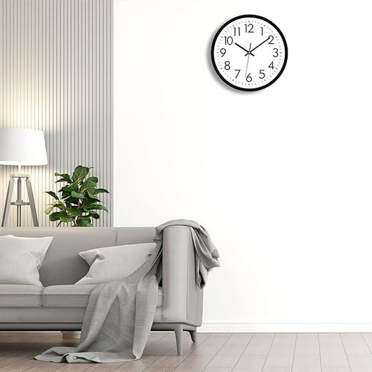 Lumuasky 14 Inch Modern Wall Clock Battery Operated Silent Non-Ticking Large Analog Classic Round Clock for Office, Home, Kitchen, Bedroom, School, Living Room (Black)