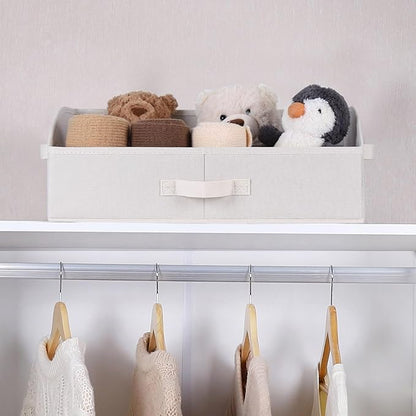 WUIKE 3 Pack Extra Large Closet Storage Bins with Handles, Fabric Trapezoid Storage Binsr for Organizing Clothes, Sheets, Blankets, White & Beige