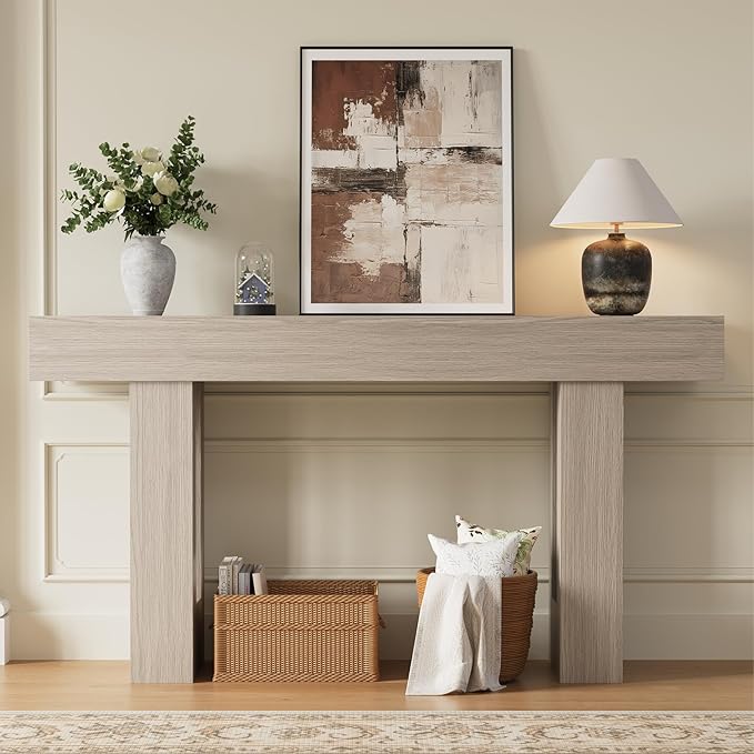63 Inches Long Console Table for Entryway with Drawers, Wooden Sofa Table Behind Couch, Entry Table for Living Room, Foyer, Hallway, Grey