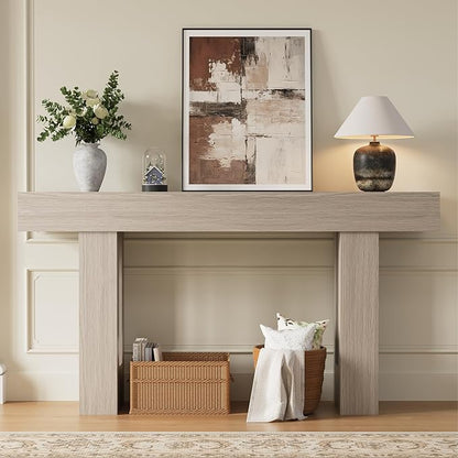 63 Inches Long Console Table for Entryway with Drawers, Wooden Sofa Table Behind Couch, Entry Table for Living Room, Foyer, Hallway, Grey