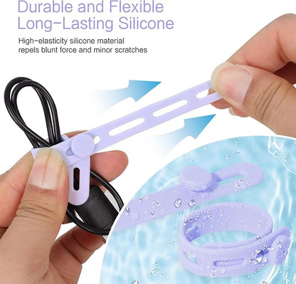 Donruby 30Pcs Silicone Cable Ties - Reusable & Washable with Locking Buckles, Adjustable Fastening Cable Management Straps, Multi-Purpose High Elasticity Cord Organizer (6 Colors)