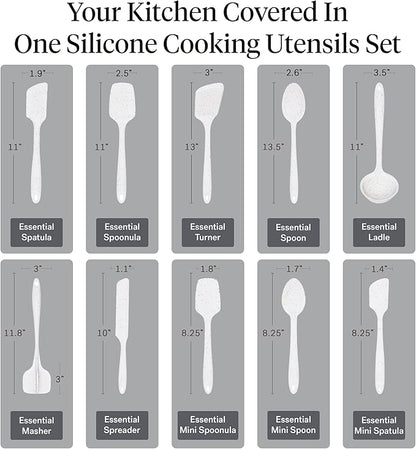 GIR: Get It Right 10-Piece Silicone Essentials Kitchen utensils set - Ladle, Spatula, Flip, Spoon & Spoonula - Non toxic cooking utensils for Nonstick Cookware, Cooking and Baking - Confetti