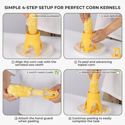 LIIGEMI Corn Stripper & Peeler Tool – Safe, Fast Corn Kernel Remover for Fresh, Cooked & Dry Corn – Non-Slip Handle, Essential Kitchen Gadget for Easy Meal Prep