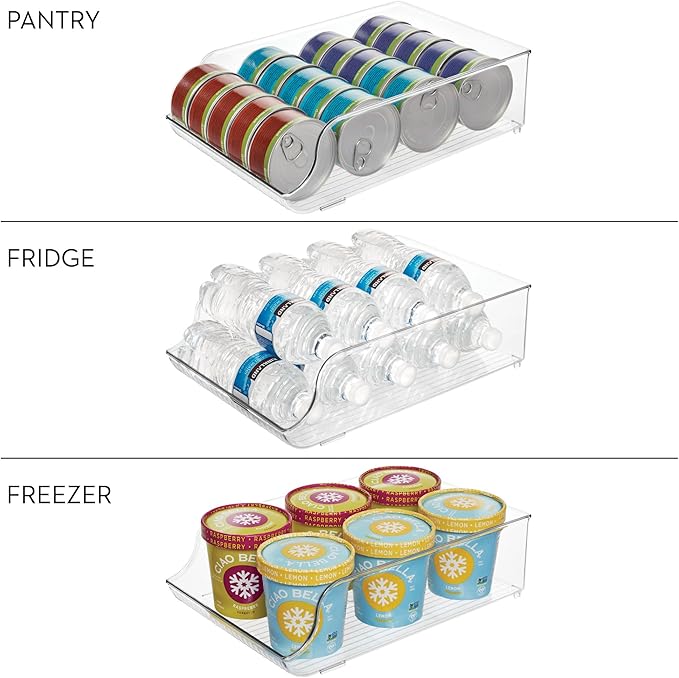 iDesign Water Bottle Organizer for Fridge - Set of 4 - Clear - Made in USA