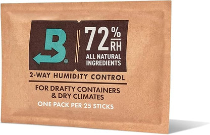 Boveda 72% Two-Way Humidity Control Pack for Storing Up to 25 Items – Single – for Wood Containers – Moisture Absorber – Humidifier Pack – Individually Wrapped Hydration Packet