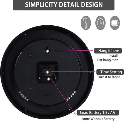 OceeK Wall Clock, Silent Non-Ticking, Modern Small Wall Clocks 8 Inch, Quality Quartz Battery Operated Analog Classic Clocks,Round