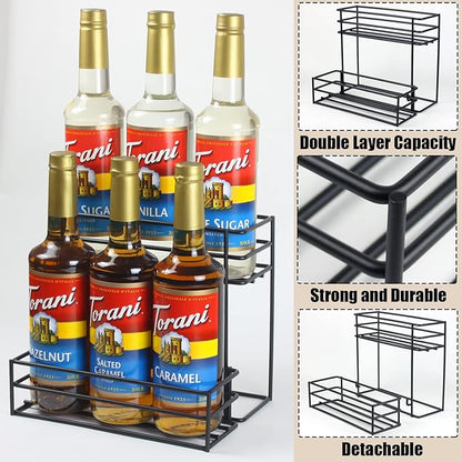 MCSAPIL Coffee Syrup Organizer(6 Bottle Capacity),Coffee Syrup Rack for Coffee Bar,Kitchen.Small Wine Rack for Bar,Family,Storage for Syrup, Wine, Dressing