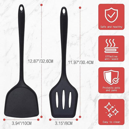 Nonstick Frying Pan Set - Iron Frying Pan 3-Piece Set (8", 10", 12") + 2 Silicone Spatulas, With Premium Nonstick Coating, Up to 450°F, Skillet Suitable for Induction, Gas & More