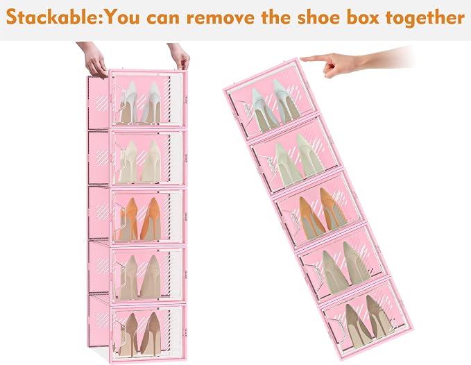 SIMPDIY Shoe Storage, 12 Pack X-Large Shoe Organizer for Closet, Shoe Boxes Clear Plastic Stackable Shoe Storage Boxes for Size 13