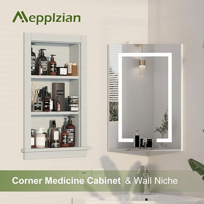 Recessed Medicine Cabinet,in Wall Shower Niche,14x24 Bathroom Cabinet with Storage,Bathroom Niche for Shower Wall for Bedroom,Wall Niches Insert for Drywall,Grey/MDF