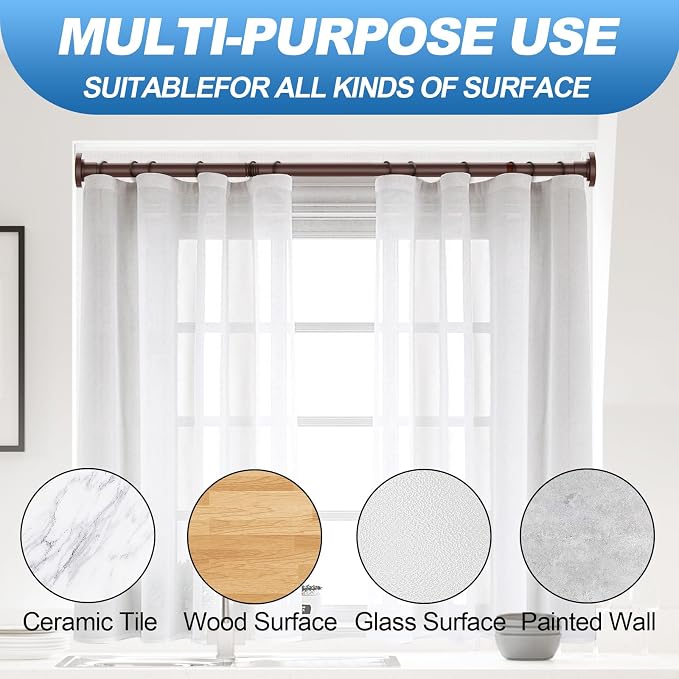 CorkLatta Bronze Shower Curtain Rod 31 to 80 Inch,1 Inch Diameter Adjustable Spring Tension Stainless Steel Telescoping Rod,Easy Install,No Rust
