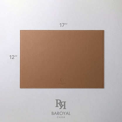 Faux Leather Placemats Set of 4 Vinyl Washable Wipeable Table Mats for Kitchen Dining Table Heat Resistant Waterproof Indoor/Outdoor Placemats Non-Slip Easy Clean Place Mats (British Khaki)