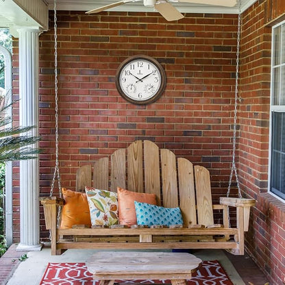 Outdoor Clocks for Patio Waterproof with Thermometer - 14 inch Indoor Outdoor Clock with Temperature and Humidity - Weatherproof, Accurate & Easy to Read Wall Clock for Pool, Patio, Garden &Home Decor