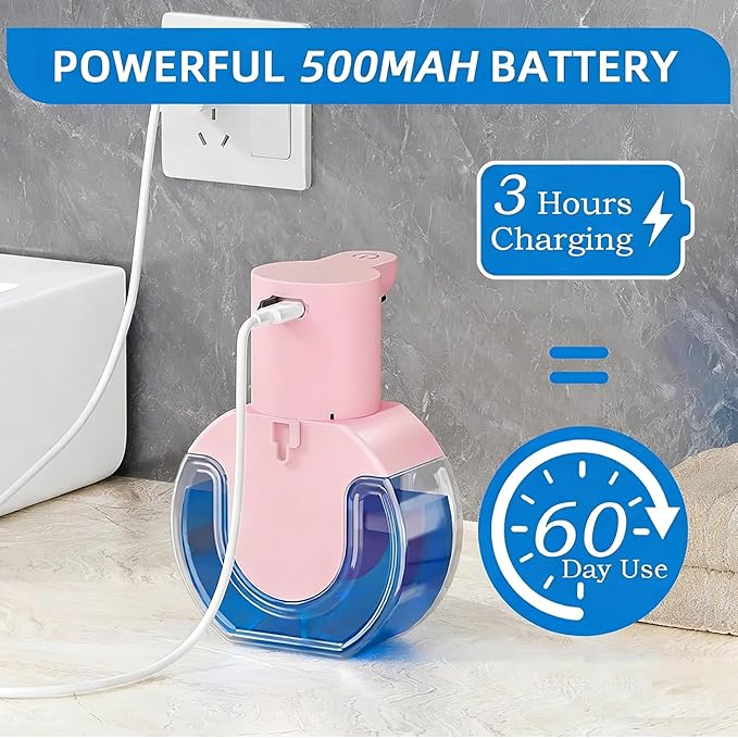 2Pack Automatic Soap Dispenser Touchless, Rechargeable Liquid Soap Dispenser,15oz/420ml Smart Hand Soap Dispensers,4-Level Adjustable,Wall Mount for Bathroom Kitchen Dish Soap,Hands-Free(Pink)